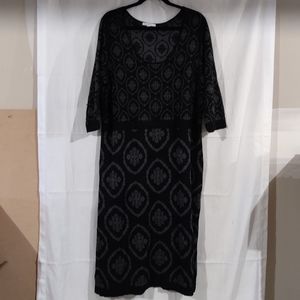 Isaac Mizrahi Women's Black Cotton 3/4 Sleeve Scoop Neck Sweater Dress Size 1X